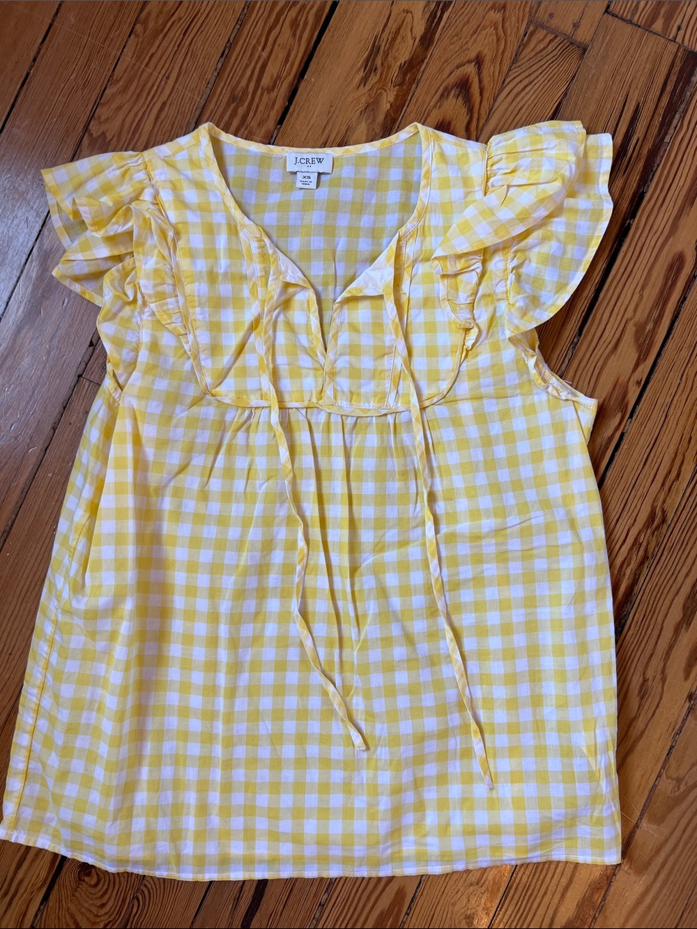 J. Crew Factory Gingham Ruffle Sleeveless Blouse